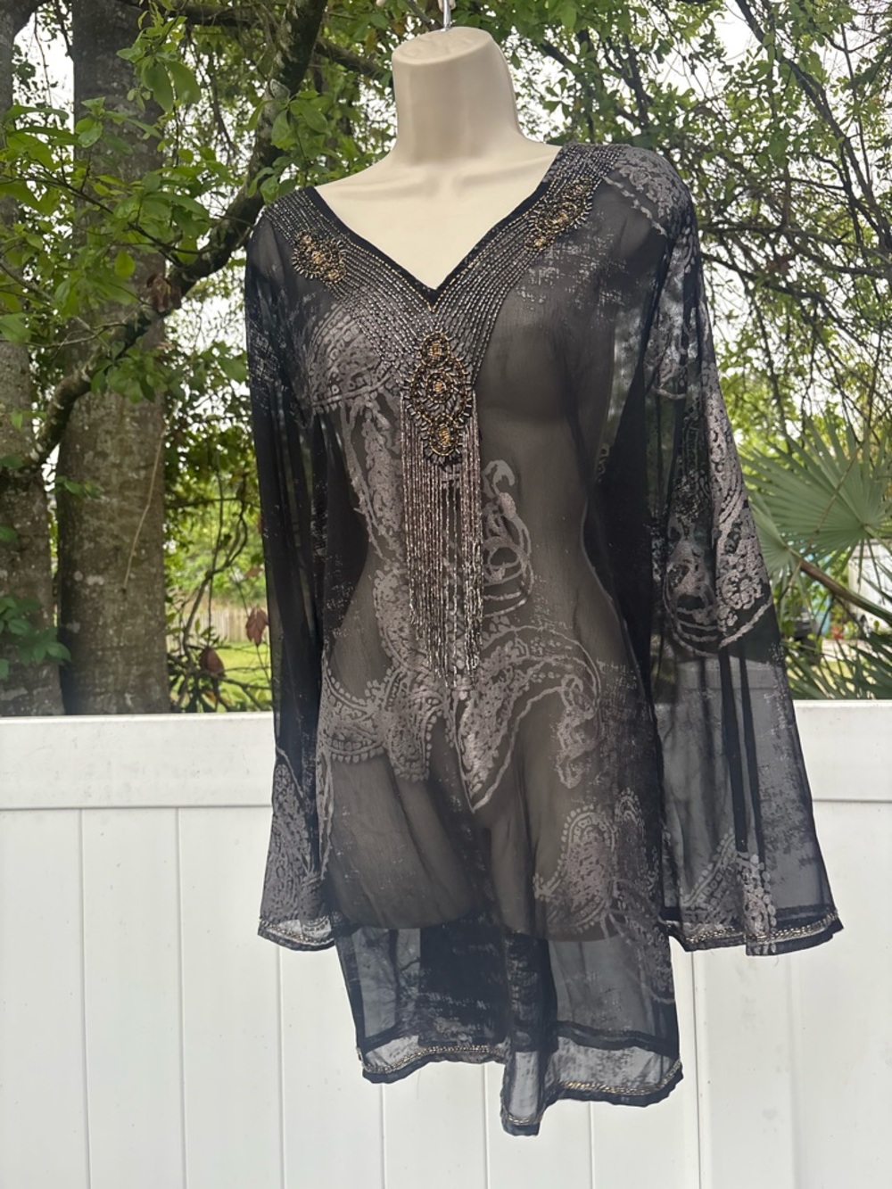 Stunning Vntg Beaded Fringe Tunic